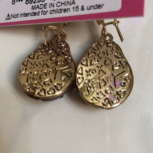 Betsey Johnson Red Glitter Resin Ladybug Drop Earrings Crystal Accents NWT - Picture 9 of 11